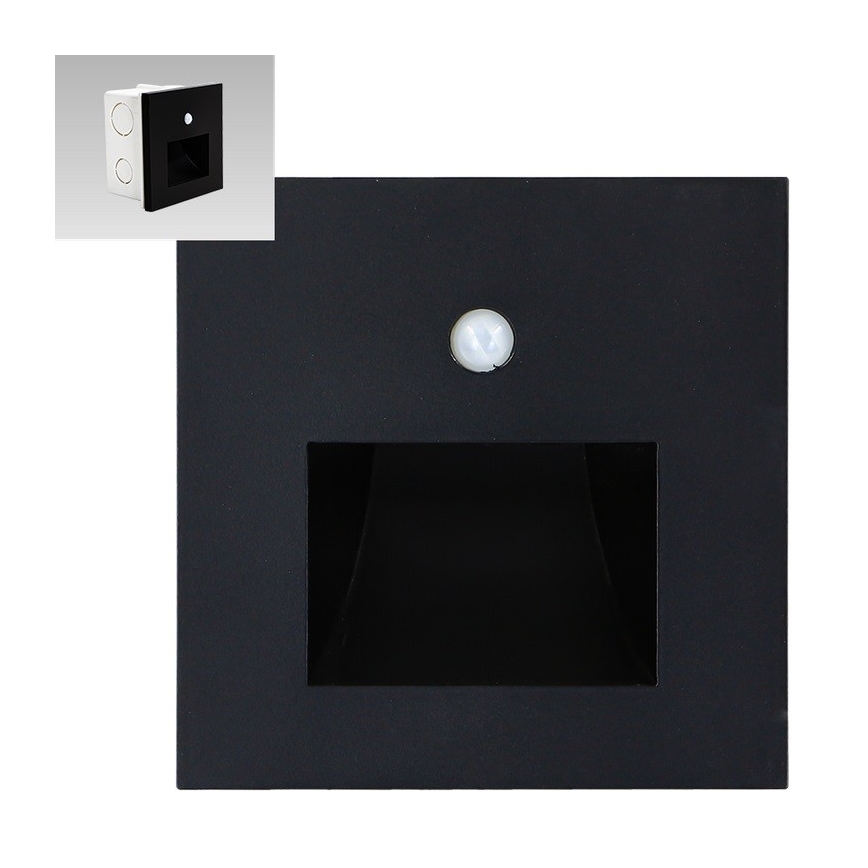 Emithor 70418 - LED trappbelysning with a sensor SUNNY LED/1W/230V 4000K svart