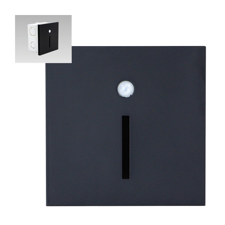 Emithor 70430 - LED trappbelysning with a sensor LINE LED/1W/230V svart