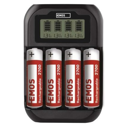 Batteriladdare med LCD display 4xAA/AAA 5V