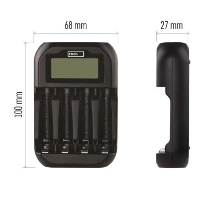 Batteriladdare med LCD display 4xAA/AAA 5V