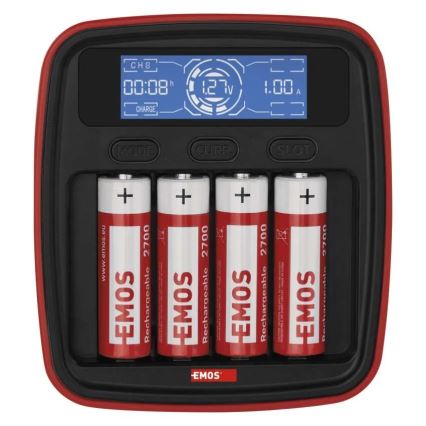 Batteriladdare med LCD display 4xAA/AAA 5V