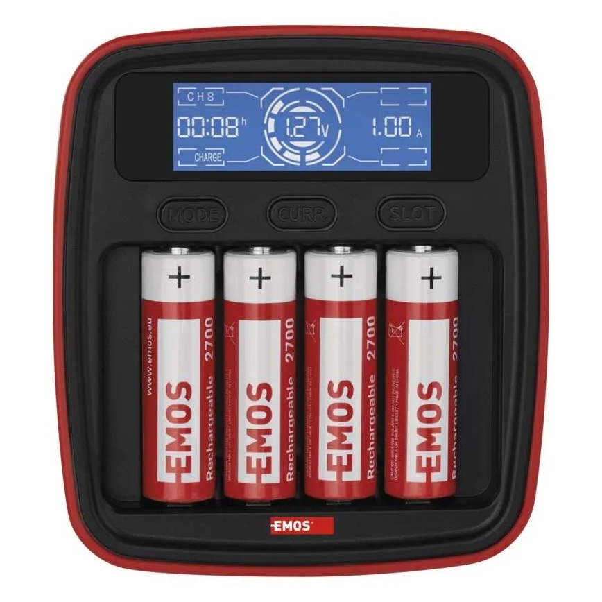 Batteriladdare med LCD display 4xAA/AAA 5V