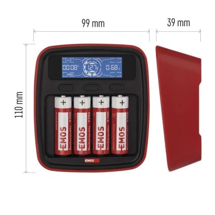 Batteriladdare med LCD display 4xAA/AAA 5V