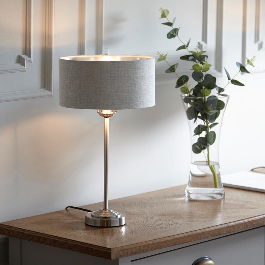 Endon 100646 - Bordslampa HIGHCLERE 1xE14/7W/230V beige/mattkrom Ø 25 cm