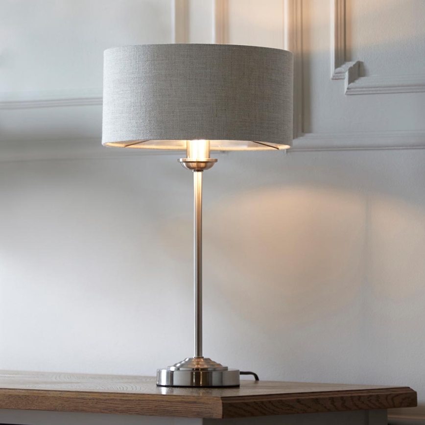 Endon 100646 - Bordslampa HIGHCLERE 1xE14/7W/230V beige/mattkrom Ø 25 cm