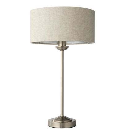 Endon 100646 - Bordslampa HIGHCLERE 1xE14/7W/230V beige/mattkrom Ø 25 cm