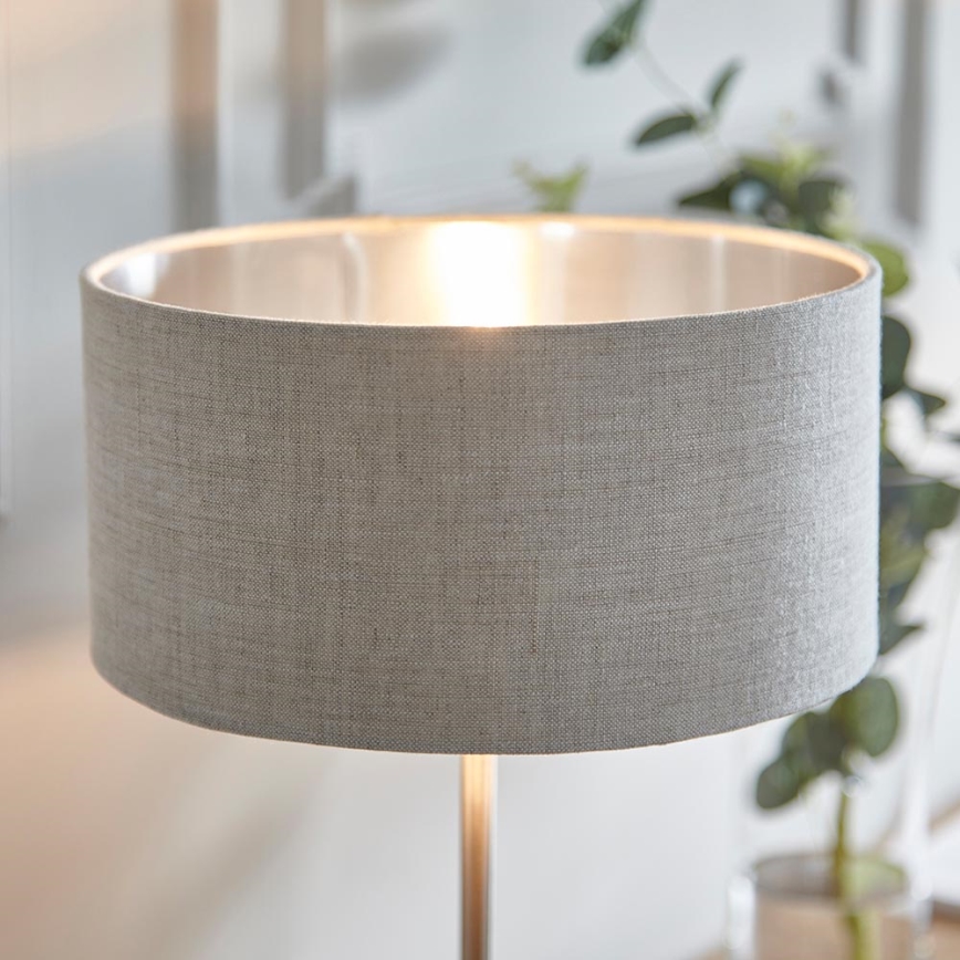 Endon 100646 - Bordslampa HIGHCLERE 1xE14/7W/230V beige/mattkrom Ø 25 cm