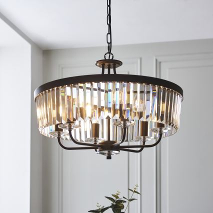 Endon 100711 - Ljuskrona med kedja CHESTERFIELD 6xE14/6W/230V Ø 55 cm svart