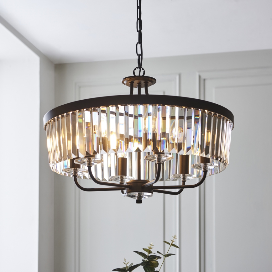 Endon 100711 - Ljuskrona med kedja CHESTERFIELD 6xE14/6W/230V Ø 55 cm svart
