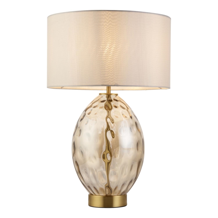 Endon 101150 - Dimbar bordslampa ELIN 1xE27/10W/230V vit/mässing/rökbeige
