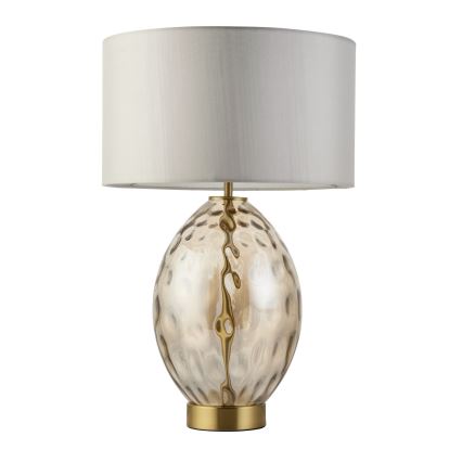 Endon 101150 - Dimbar bordslampa ELIN 1xE27/10W/230V vit/mässing/rökbeige