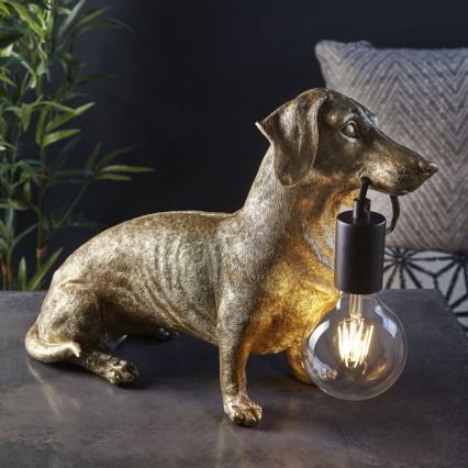 Endon 101187 - Bordslampa DACHSHUND 1xE27/10W/230V guld