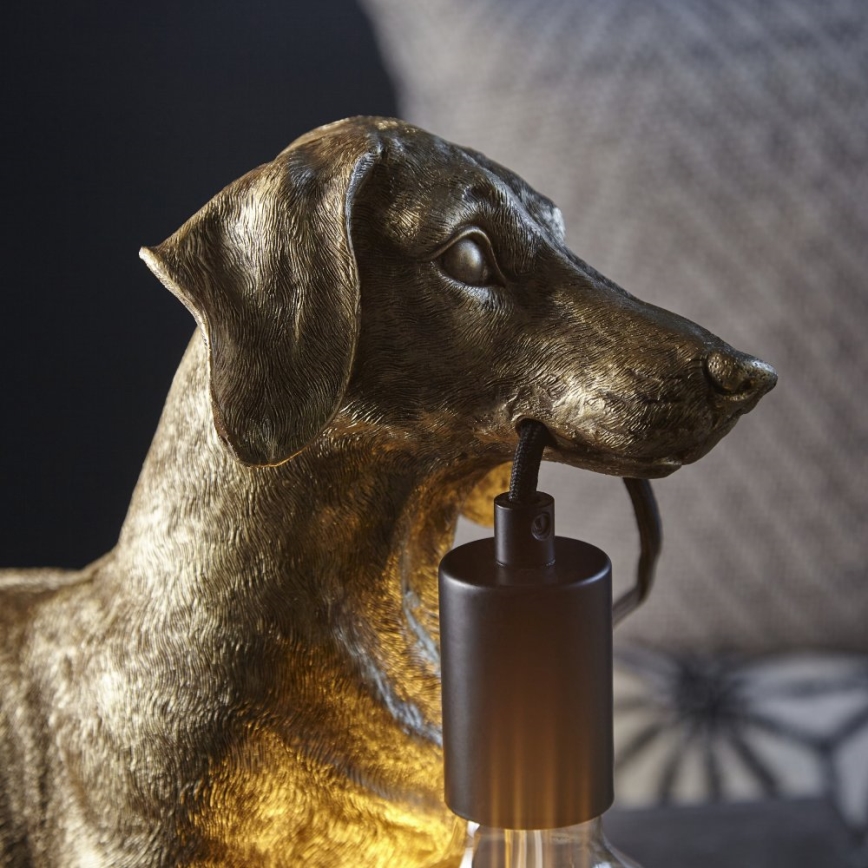 Endon 101187 - Bordslampa DACHSHUND 1xE27/10W/230V guld