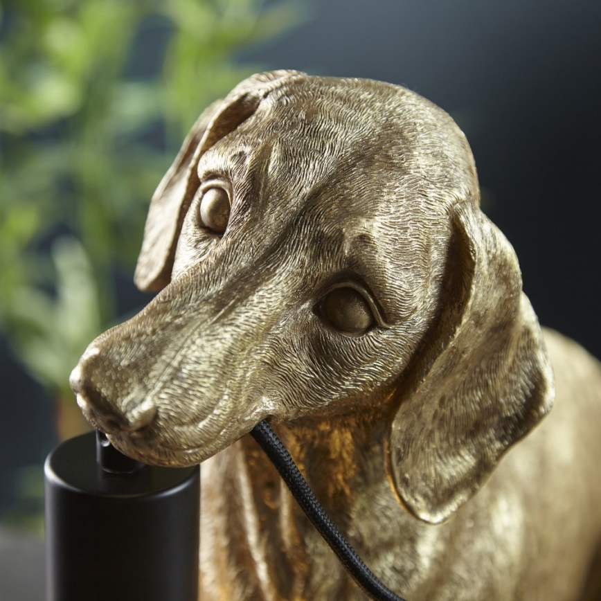 Endon 101187 - Bordslampa DACHSHUND 1xE27/10W/230V guld