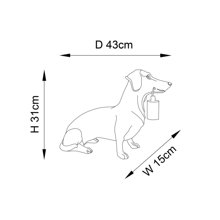 Endon 101187 - Bordslampa DACHSHUND 1xE27/10W/230V guld