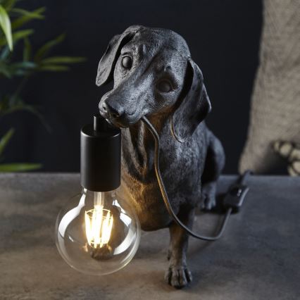 Endon 101188 - Bordslampa DACHSHUND 1xE27/10W/230V svart