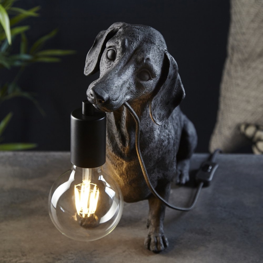 Endon 101188 - Bordslampa DACHSHUND 1xE27/10W/230V svart