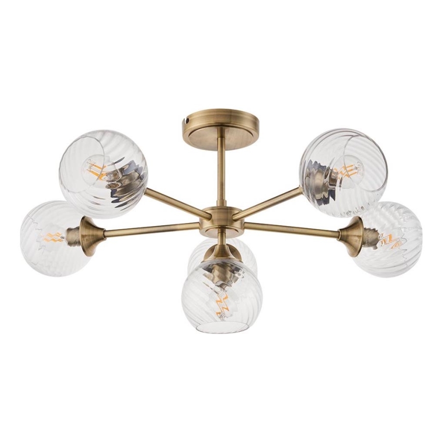 Endon 103171 - Pendelkrona ALLEGRA 6xE14/7W/230V mässing/genomskinlig