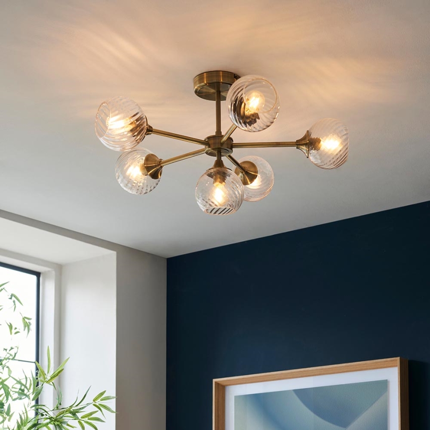 Endon 103171 - Pendelkrona ALLEGRA 6xE14/7W/230V mässing/genomskinlig