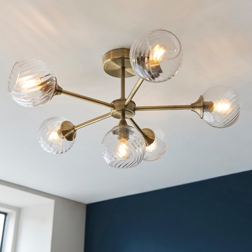Endon 103171 - Pendelkrona ALLEGRA 6xE14/7W/230V mässing/genomskinlig