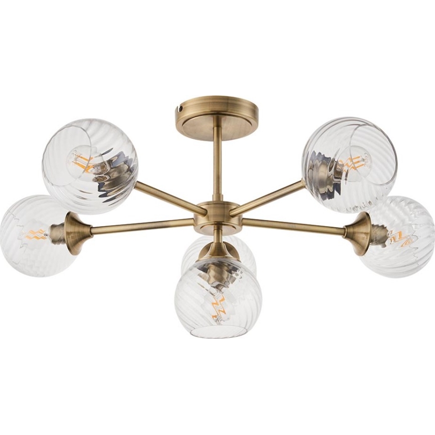 Endon 103171 - Pendelkrona ALLEGRA 6xE14/7W/230V mässing/genomskinlig