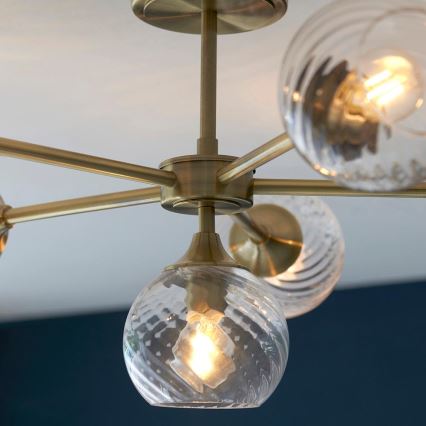 Endon 103171 - Pendelkrona ALLEGRA 6xE14/7W/230V mässing/genomskinlig