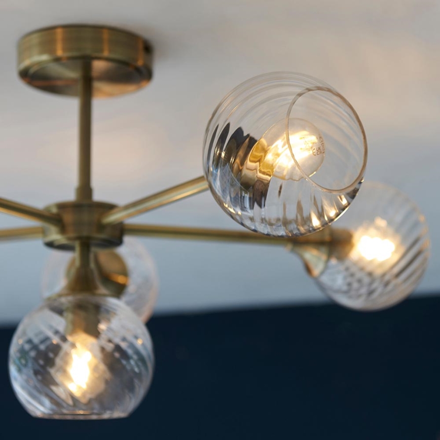 Endon 103171 - Pendelkrona ALLEGRA 6xE14/7W/230V mässing/genomskinlig
