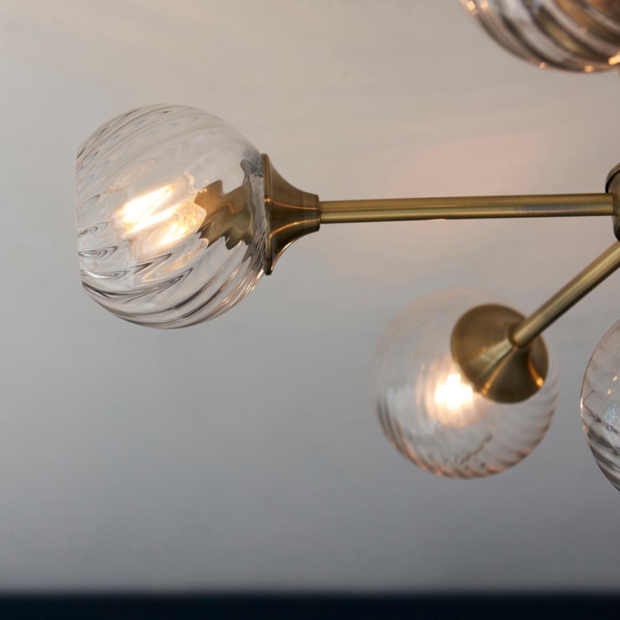 Endon 103171 - Pendelkrona ALLEGRA 6xE14/7W/230V mässing/genomskinlig