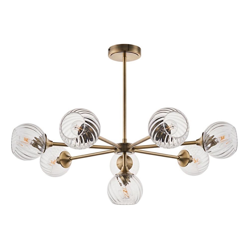 Endon 103172 - Pendelkrona ALLEGRA 8xE14/7W/230V mässing/genomskinlig