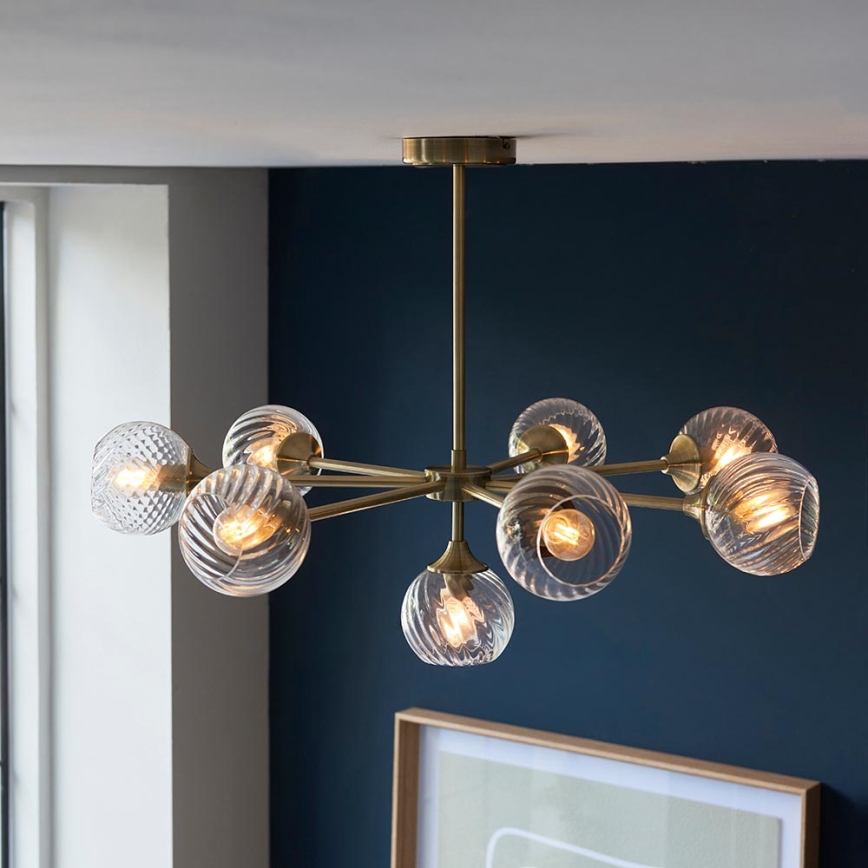 Endon 103172 - Pendelkrona ALLEGRA 8xE14/7W/230V mässing/genomskinlig