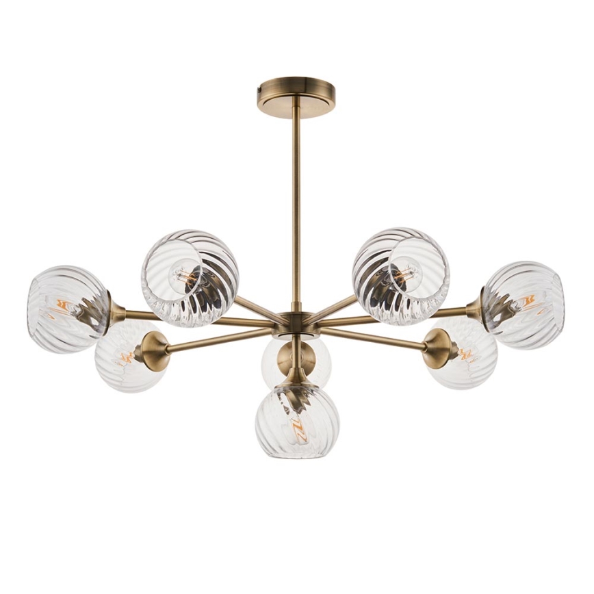 Endon 103172 - Pendelkrona ALLEGRA 8xE14/7W/230V mässing/genomskinlig
