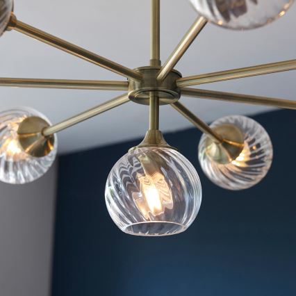 Endon 103172 - Pendelkrona ALLEGRA 8xE14/7W/230V mässing/genomskinlig