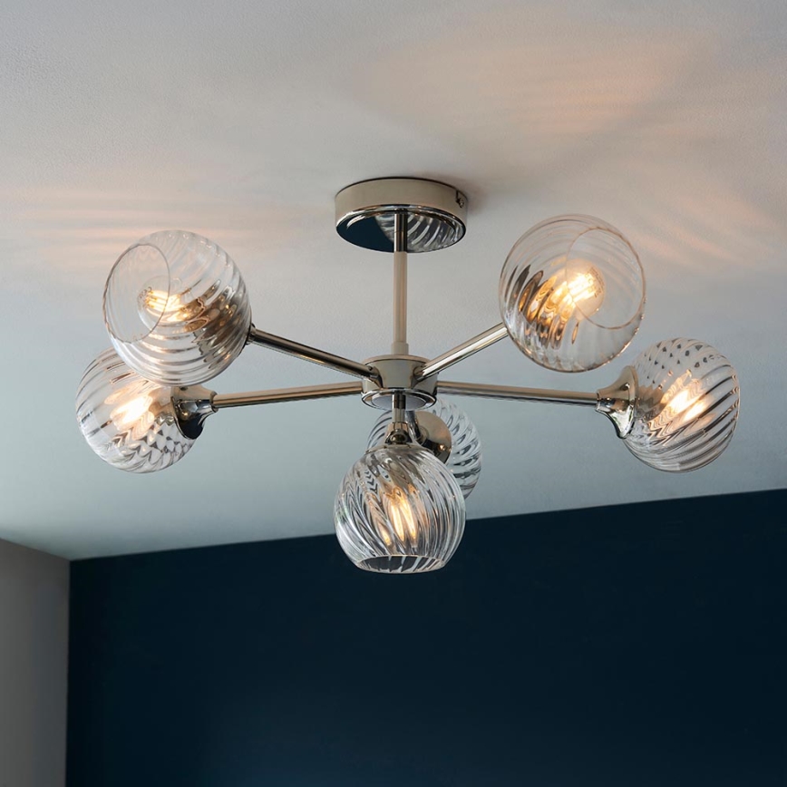 Endon 104050 - Pendelkrona ALLEGRA 6xE14/7W/230V skinande krom/genomskinlig