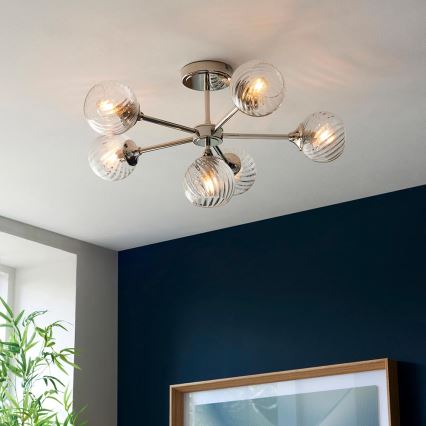 Endon 104050 - Pendelkrona ALLEGRA 6xE14/7W/230V skinande krom/genomskinlig
