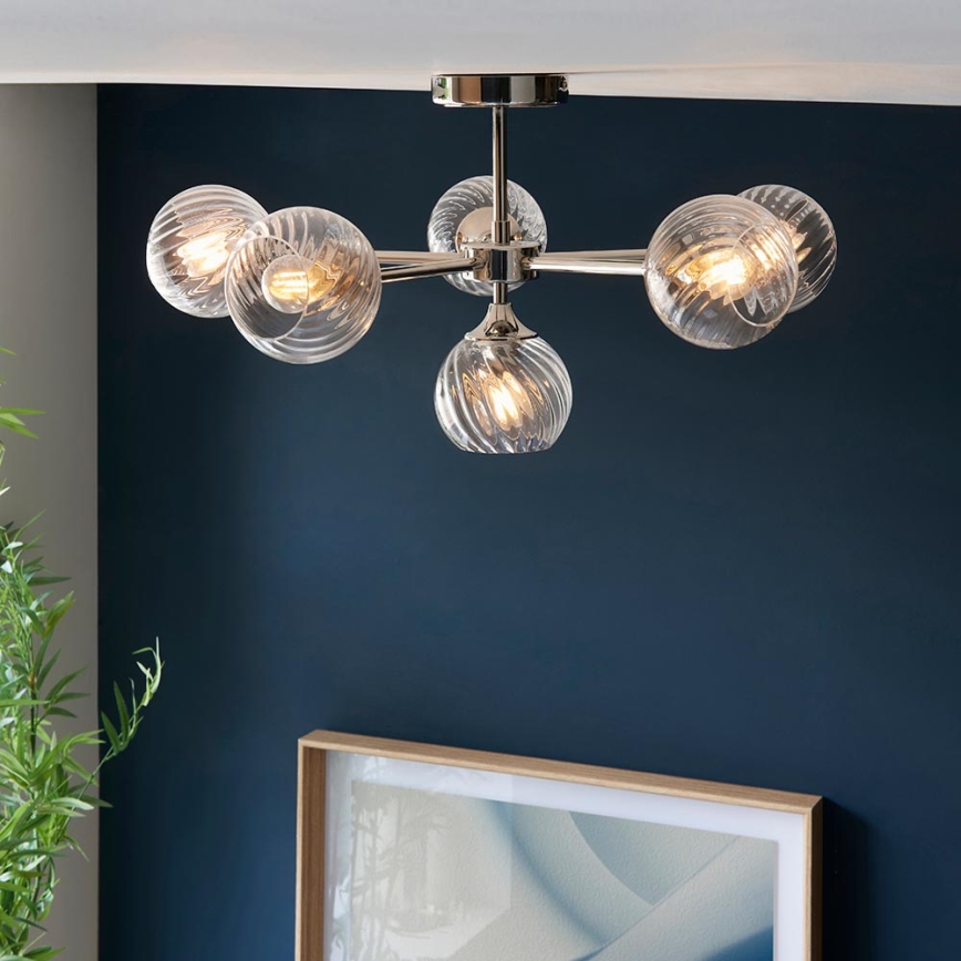 Endon 104050 - Pendelkrona ALLEGRA 6xE14/7W/230V skinande krom/genomskinlig