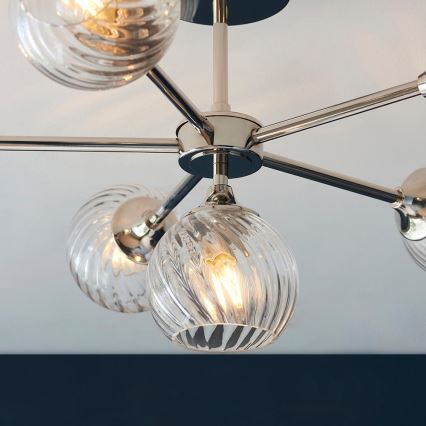 Endon 104050 - Pendelkrona ALLEGRA 6xE14/7W/230V skinande krom/genomskinlig