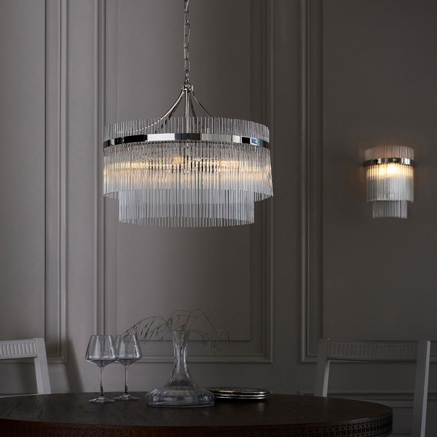 Endon 104112 - Ljuskrona med kedja MARIETTA 5xE14/7W/230V, blank krom/klart glas