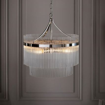 Endon 104112 - Ljuskrona med kedja MARIETTA 5xE14/7W/230V, blank krom/klart glas