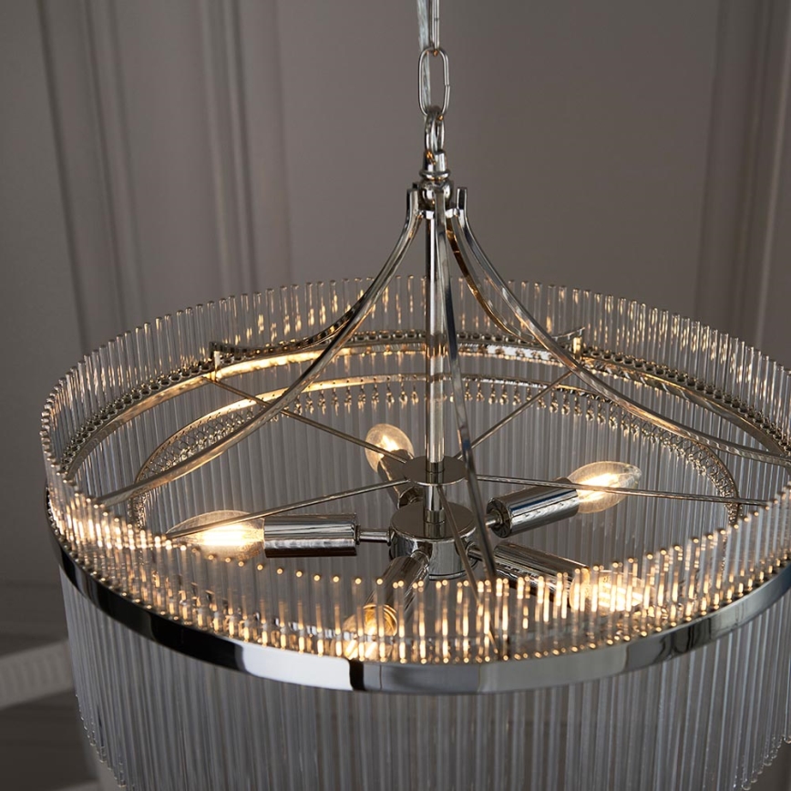 Endon 104112 - Ljuskrona med kedja MARIETTA 5xE14/7W/230V, blank krom/klart glas