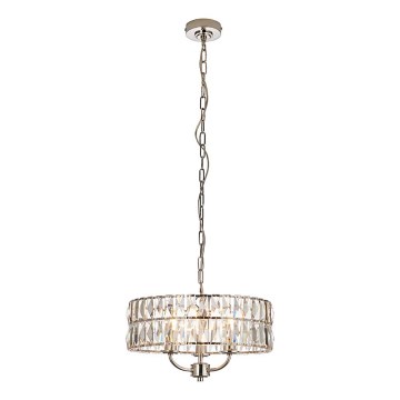 Endon 104466 - Ljuskrona på kedja CLIFTON 3xE14/6W/230V skinande krom/genomskinlig diameter 38,5 cm