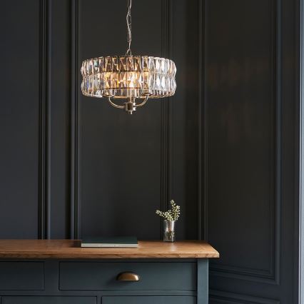 Endon 104466 - Ljuskrona på kedja CLIFTON 3xE14/6W/230V skinande krom/genomskinlig diameter 38,5 cm