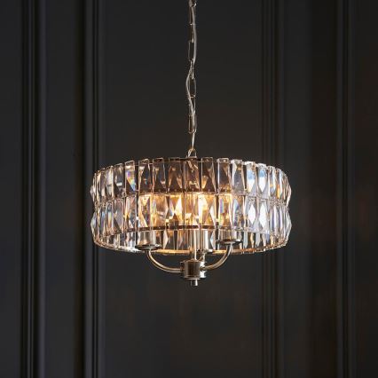 Endon 104466 - Ljuskrona på kedja CLIFTON 3xE14/6W/230V skinande krom/genomskinlig diameter 38,5 cm