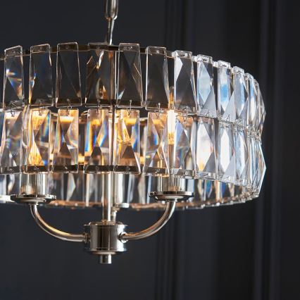 Endon 104466 - Ljuskrona på kedja CLIFTON 3xE14/6W/230V skinande krom/genomskinlig diameter 38,5 cm