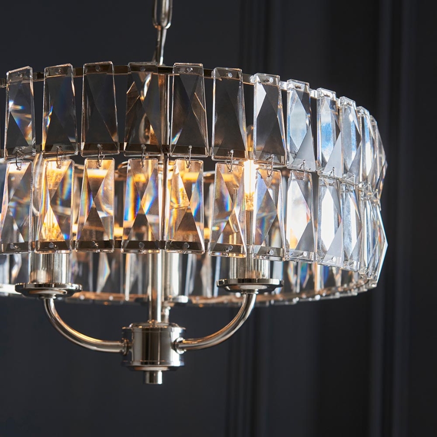 Endon 104466 - Ljuskrona på kedja CLIFTON 3xE14/6W/230V skinande krom/genomskinlig diameter 38,5 cm
