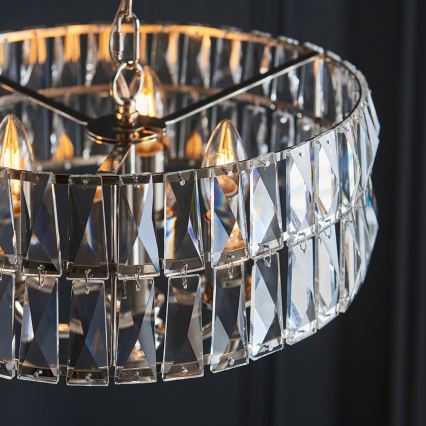 Endon 104466 - Ljuskrona på kedja CLIFTON 3xE14/6W/230V skinande krom/genomskinlig diameter 38,5 cm
