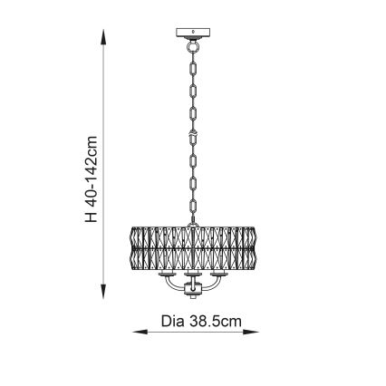 Endon 104466 - Ljuskrona på kedja CLIFTON 3xE14/6W/230V skinande krom/genomskinlig diameter 38,5 cm