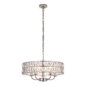 Endon 104467 - Ljuskrona på kedja CLIFTON 5xE14/6W/230V skinande krom/genomskinlig diameter 50,5 cm