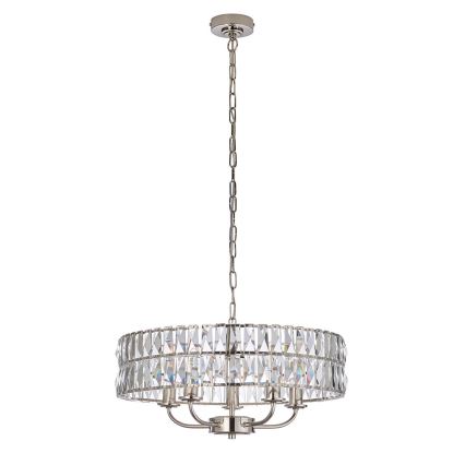 Endon 104467 - Ljuskrona på kedja CLIFTON 5xE14/6W/230V skinande krom/genomskinlig diameter 50,5 cm