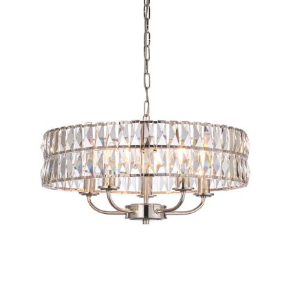 Endon 104467 - Ljuskrona på kedja CLIFTON 5xE14/6W/230V skinande krom/genomskinlig diameter 50,5 cm