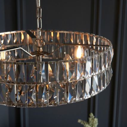 Endon 104467 - Ljuskrona på kedja CLIFTON 5xE14/6W/230V skinande krom/genomskinlig diameter 50,5 cm